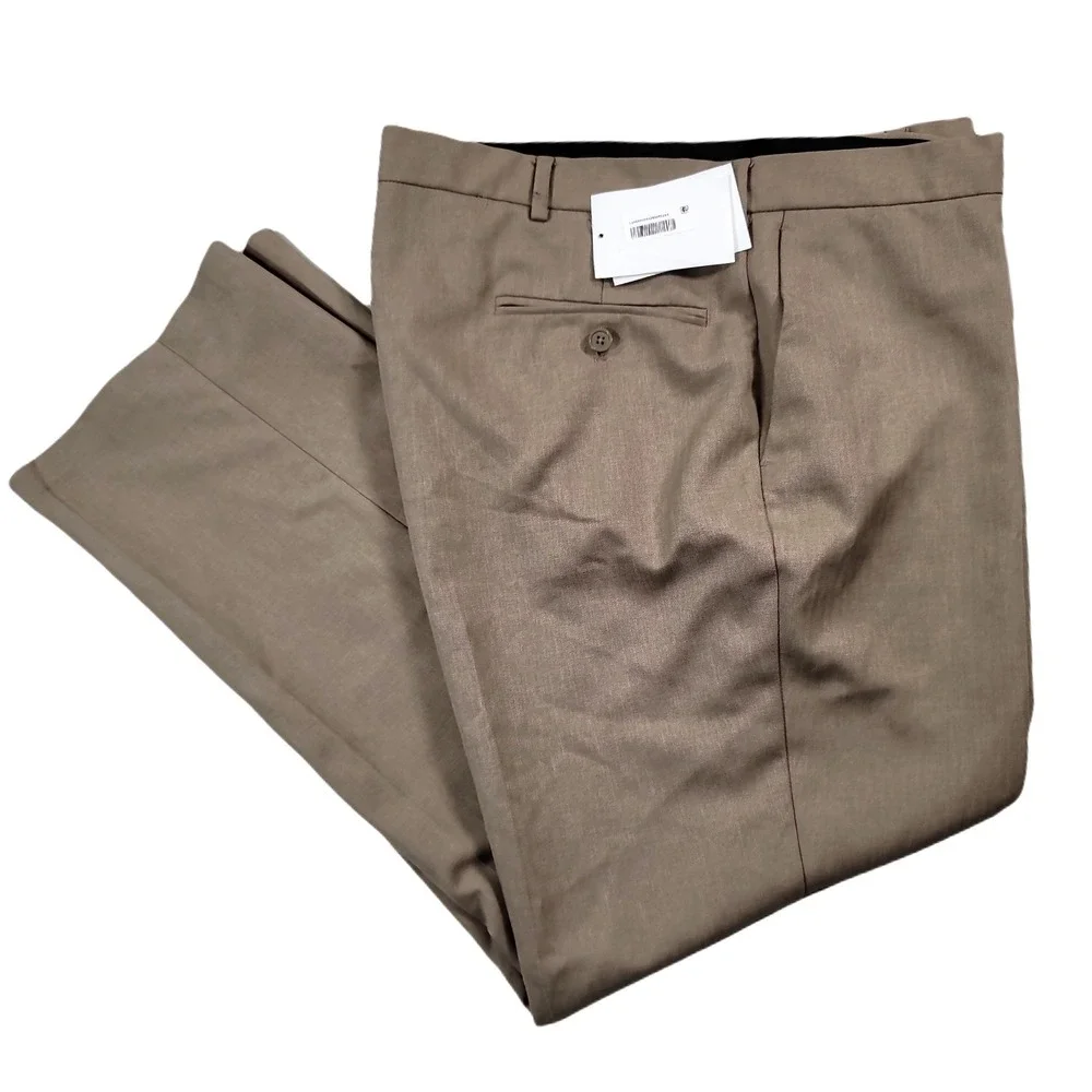 Dockers Performance Dress‎ Pants Mens 40x30 Solid Taupe Classic-Fit